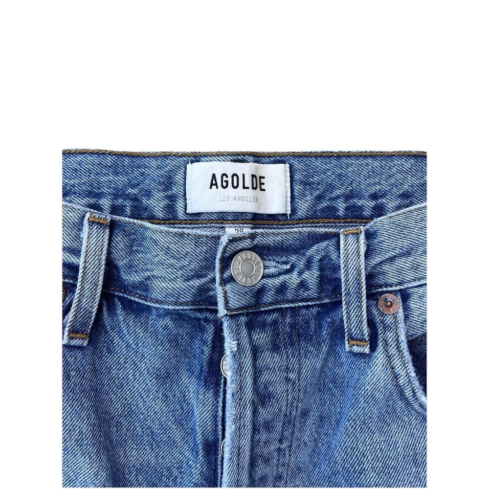 Agolde 90s Pinch Waist High Rise Jeans Women’s Size 28 Button Fly Distressed Hem - Picture 4 of 9